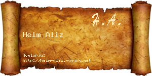 Heim Aliz névjegykártya